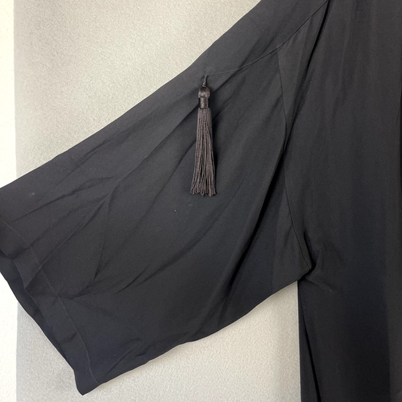 Vintage Mary Ann Restivo Kimono Duster Womens Large Black Tassel Union Made NWT - Picture 4 of 16